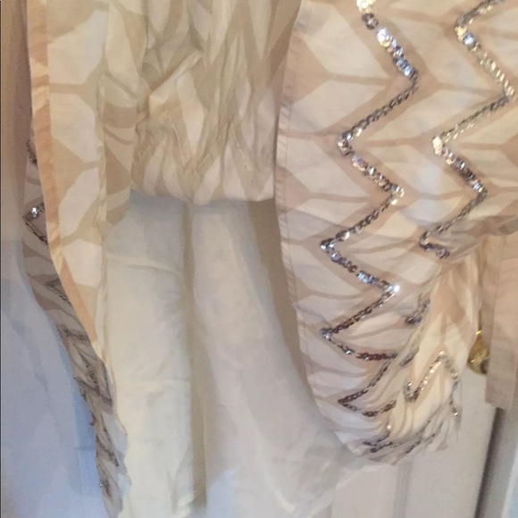 BCBG MAXAZRIA SILVER SEQUIN A-LINE STONE BOHO XS - Picture 7 of 8